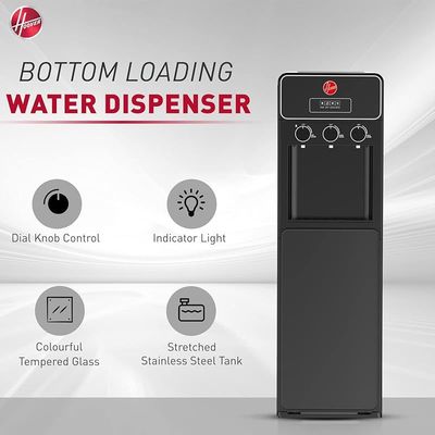 Hoover Bottom Loading Water Dispenser With Cabinet , 3 Water Spouts for Hot, Cold, Child Safety Lock, Knob Control, Stretched Stainless Cold Tank, 1 Year Warranty ,Black - HWD-SBL-02B