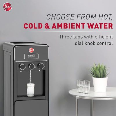 Hoover Bottom Loading Water Dispenser With Cabinet , 3 Water Spouts for Hot, Cold, Child Safety Lock, Knob Control, Stretched Stainless Cold Tank, 1 Year Warranty ,Black - HWD-SBL-02B