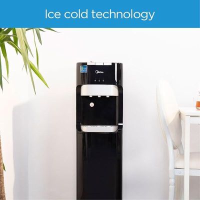 Midea Water Dispenser, Bottom Loading, Hot Cold And Ambient Temperature, Ice Cold Technology, Empty Bottle Indicator, Floor Standing, Child Safety lock, Best for Home, Office &amp; Pantry, Black, YL1633S