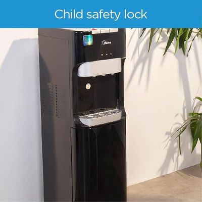 Midea Water Dispenser, Bottom Loading, Hot Cold And Ambient Temperature, Ice Cold Technology, Empty Bottle Indicator, Floor Standing, Child Safety lock, Best for Home, Office &amp; Pantry, Black, YL1633S