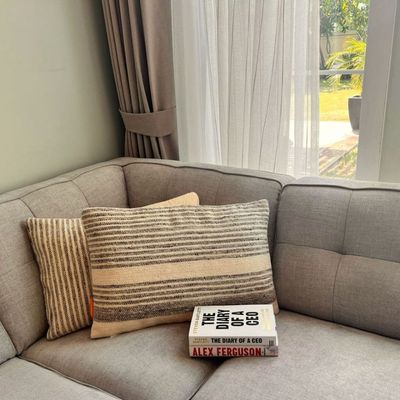 Horizon Stripe Handwoven Cushion Cover 40 x 60 cm  - Cream