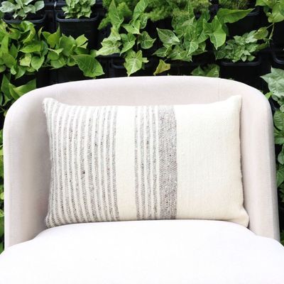 Skyline Stripe Handwoven Cushion Cover 60 x 40 cm - Cream