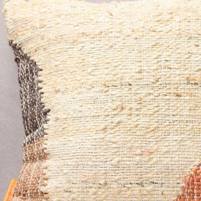 Colorblock Abstract Jute Cushion Cover Handwoven, 40 x 40 cm - Beige
