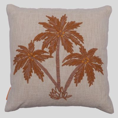 Dessert Oasis Palms Cushion Cover Hand Embroidered 50 x 50 cm - Cream