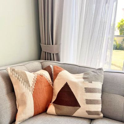 Vertical Vista Handwoven Cushion Cover 50 x 50 cm - Cream