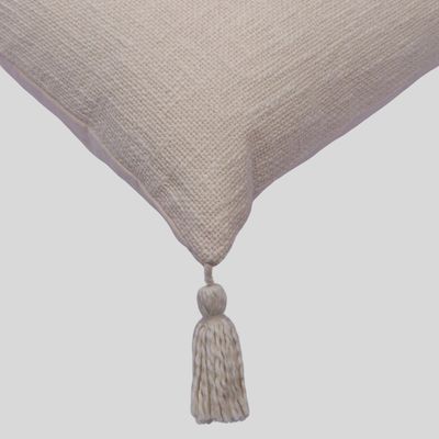 Textured Throw Cushion Covers Set Cream 45 x 45 cm - Cream