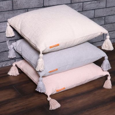 Textured Throw Cushion Covers Set Olive Grey 45 x 45 cm - Grey