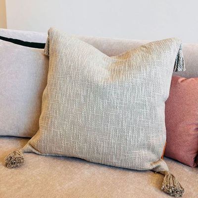 Textured Throw Cushion Covers Set Olive Grey 45 x 45 cm - Grey