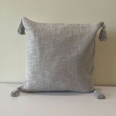 Textured Throw Cushion Covers Silver Grey 45 x 45 cm - Grey