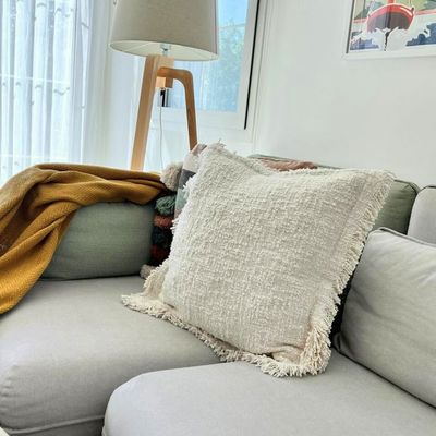 Amal Boucle Cotton Cushion Cover Cream, 50 x 50 cm - White