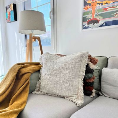 Amal Boucle Cotton Cushion Cover Cream, 50 x 50 cm - White