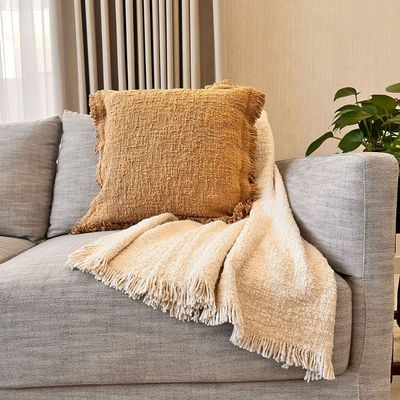 Amal Boucle Cotton Cushion Cover Brown, 50 x 50 cm - Brown