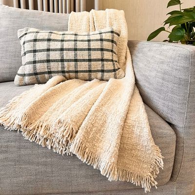 Jasmine Sage Check Cushion, 35 x 55 cm  - Multi-Color