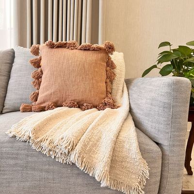 Osga Tasseled Cotton Cushion Blush Pink 45 x 45 cm - Blush Pink