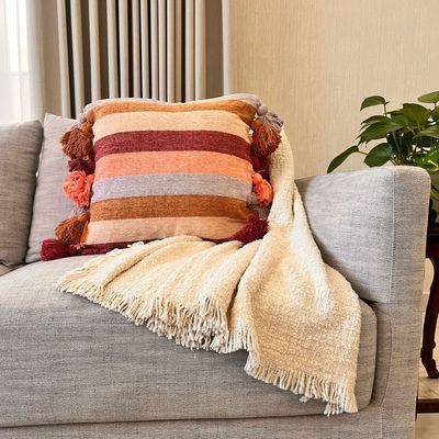 Amal Boucle Throw with Fringe Cream  50" x 70" (130 x 180 cm) - Cream