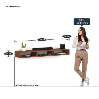 Wall Mounted TV Unit and Cabinet Measuring 90x24x18 cm