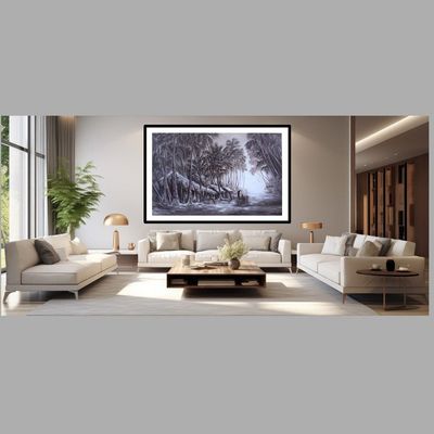Handmade Wall Art - L68 x W106 - Black and white