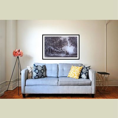 Handmade Wall Art - L68 x W106 - Black and white