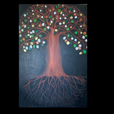 Handmade Wall Art L122 x W91 - Multicolour