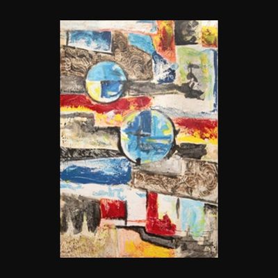 Handmade Wall Art L91 x W63 - Multicolour