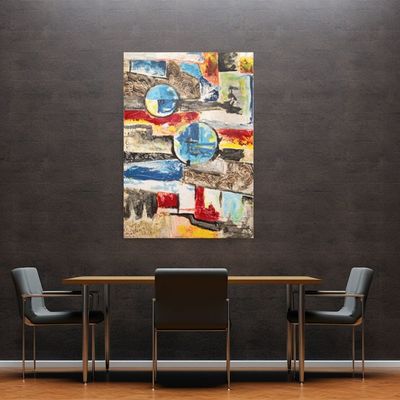 Handmade Wall Art L91 x W63 - Multicolour Handmade Wall Art L91 x W63 - Multicolour