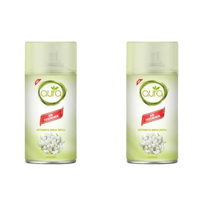Aura Auto Spray Air Freshner - Jasmine - 250 Ml - Set of 02