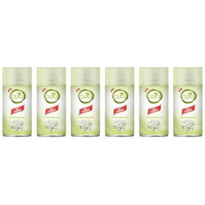 Aura Auto Spray Air Freshner - Jasmine - 250 Ml - Set of 06