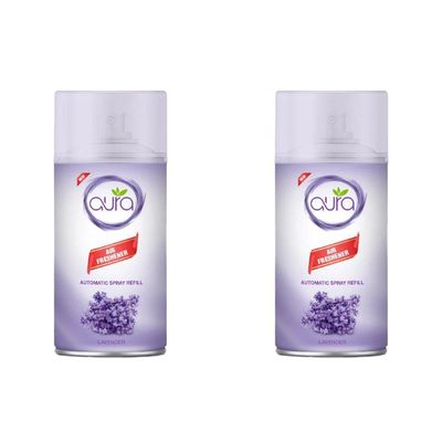 Aura Auto Spray Air Freshner - Lavender - 250 Ml - Set of 02