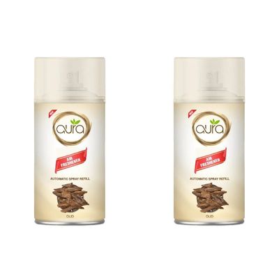 Aura Auto Spray Air Freshner - Oud Aroma - 250 Ml - Set of 02