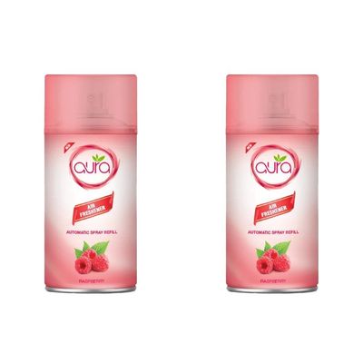 Aura Auto Spray Air Freshner - Rasberry - 250 Ml - Set of 02