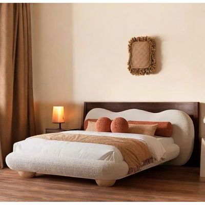 Aeris Fleece Fabric Bed L230 x W220 x H110 - White