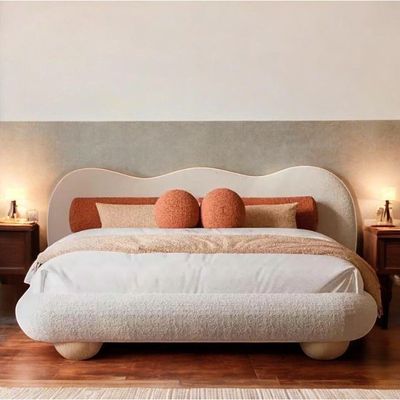Aeris Fleece Fabric Bed L230 x W220 x H110 - White