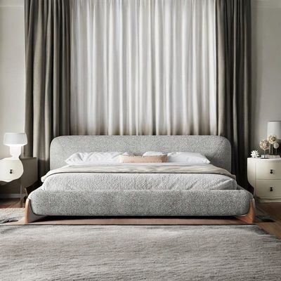 Castello Gray Boucle Bed L230 x W210 x H85 - Grey
