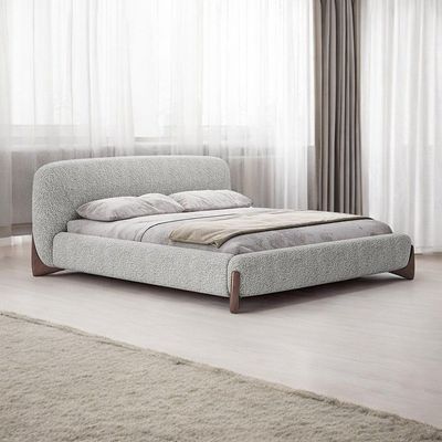 Castello Gray Boucle Bed L230 x W210 x H85 - Grey