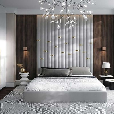 Cloud Comfort Personalized Wall Panel Headboard Bed L215 x W210 x H260 - Light Grey