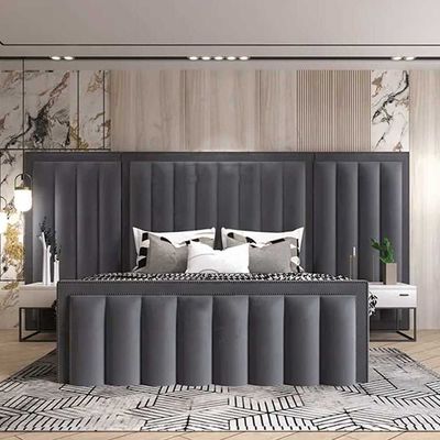 Comfort Cloud Modern Velvet Upholstered Platform Bed L220 x W315 x H110 - Dark Grey