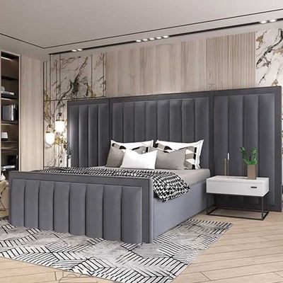 Comfort Cloud Modern Velvet Upholstered Platform Bed L220 x W315 x H110 - Dark Grey