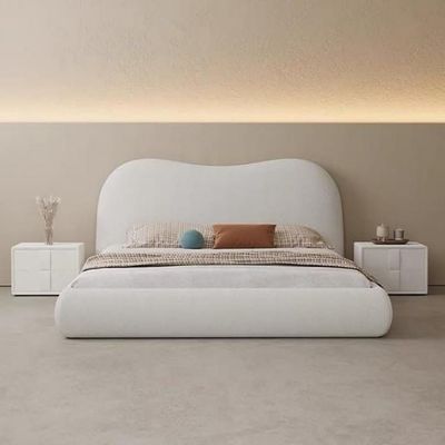 Fleece Luxury Boucle Bed L224 x W210 x H130 - White
