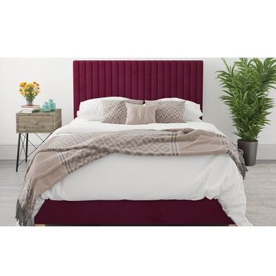 Haven Harbor Channel Vertical Tufted Upholstered Bed L215 x W220 x H140 - Maroon
