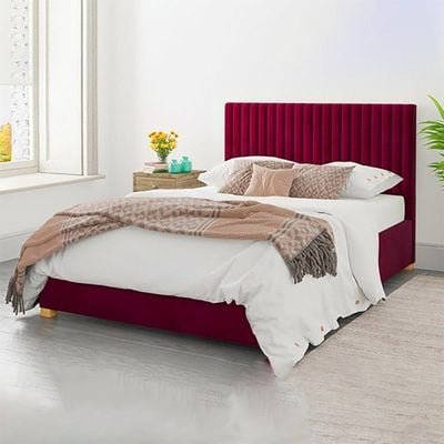 Haven Harbor Channel Vertical Tufted Upholstered Bed L215 x W220 x H140 - Maroon