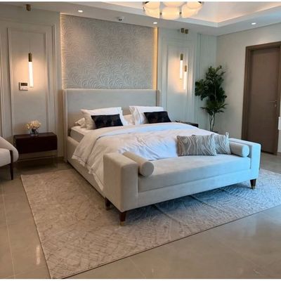 Kustom Wing Bed with Bench L215 x W220 x H110 - White