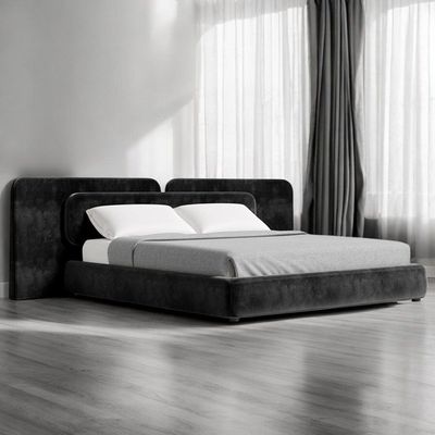 Milano Velvet Upholstered Bed L220 x W350 x H130 - Black