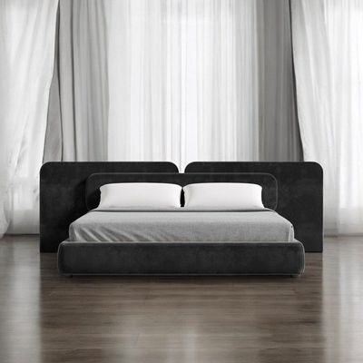 Milano Velvet Upholstered Bed L220 x W350 x H130 - Black