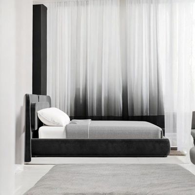 Milano Velvet Upholstered Bed L220 x W350 x H130 - Black