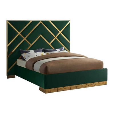 Restful Retreat Luxury Velvet Upholstered Bed L215 x W220 x H150 - Green