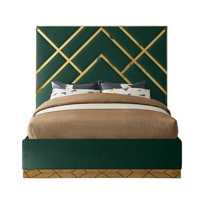 Restful Retreat Luxury Velvet Upholstered Bed L215 x W220 x H150 - Green