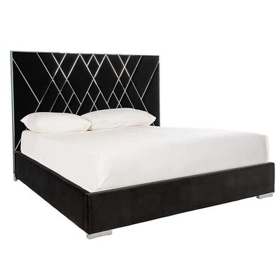 Serene Snooze French Velvet Upholstered Bed L215 x W215 x H110 - Black