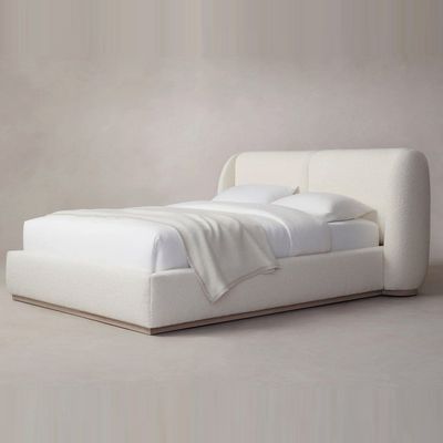 Smith Bouclé Fabric Upholstered Bed L230 x W220 x H110 - White