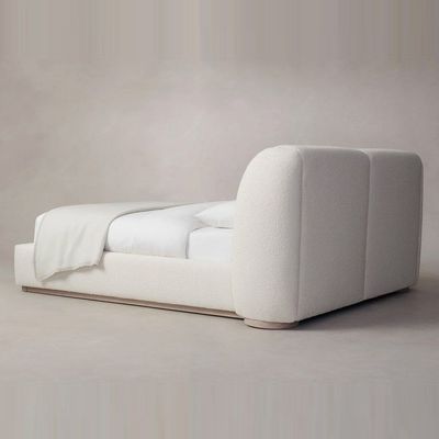 Smith Bouclé Fabric Upholstered Bed L230 x W220 x H110 - White