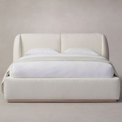 Smith Bouclé Fabric Upholstered Bed L230 x W220 x H110 - White